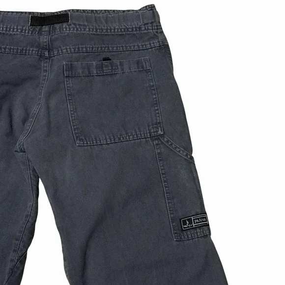 Vintage Prana Pants Mens Small Belted Climbing Gray Canvas USA Made Gorpcore - Picture 7 of 9